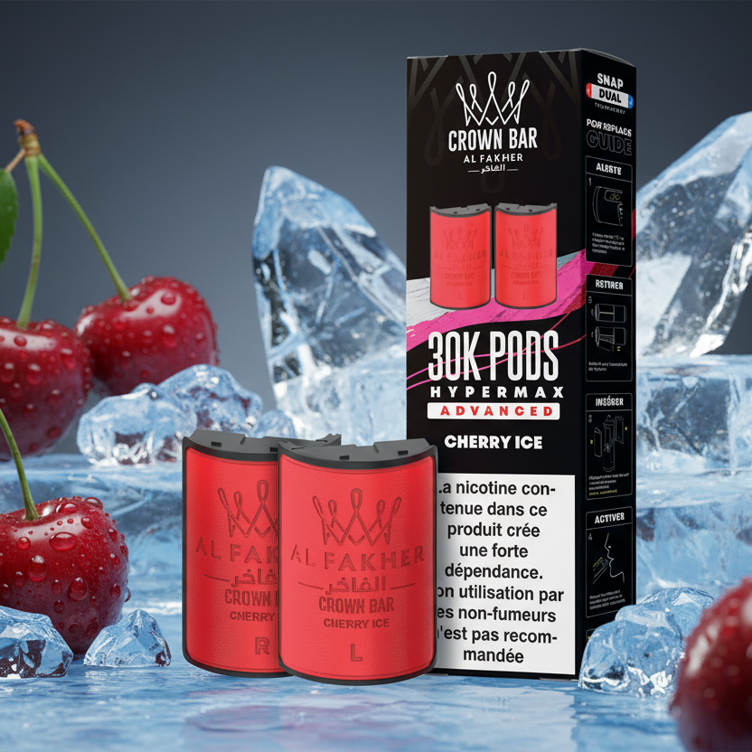 Crown Bar Al Fakher Hypermax Advanced 30K Pods – Cherry Ice (Snap Dual)