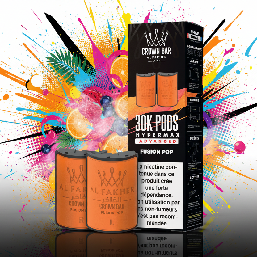 Crown Bar Al Fakher Hypermax Advanced 30K Pods – Fusion Pop (Snap Dual)