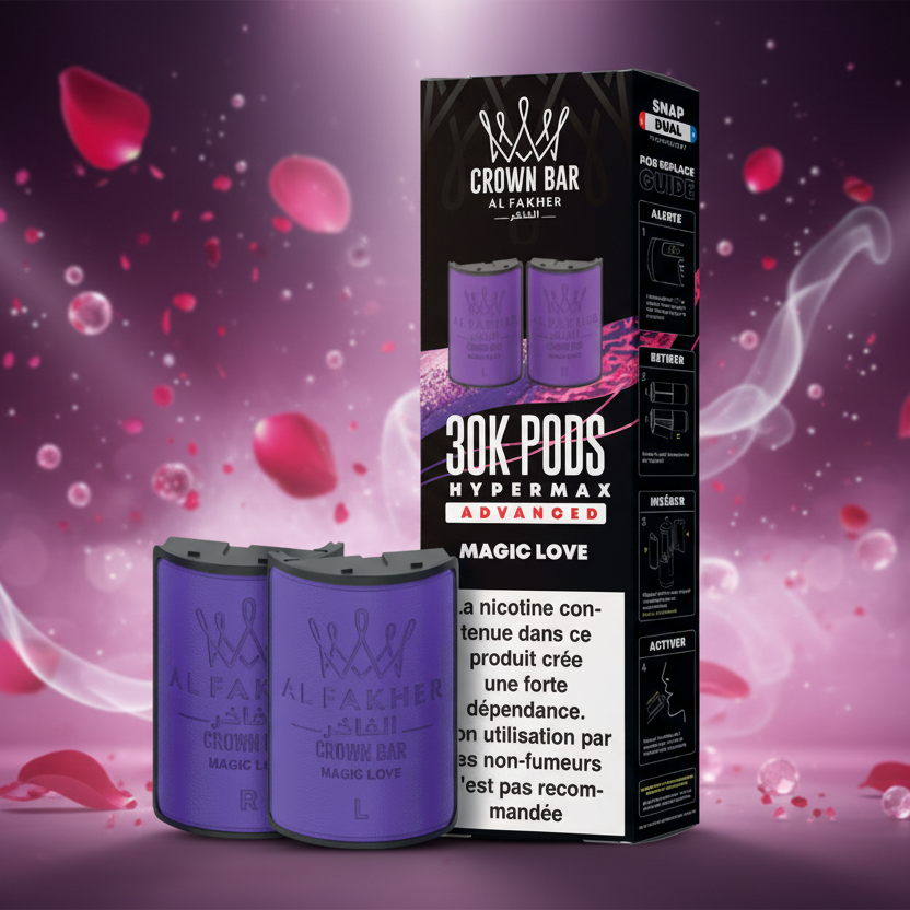 Crown Bar Al Fakher Hypermax Advanced 30K Pods – Magic Love (Snap Dual)