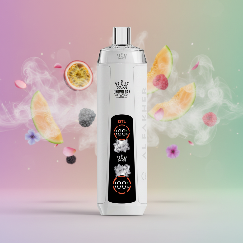 Crown Bar vape device and packaging on a white background
