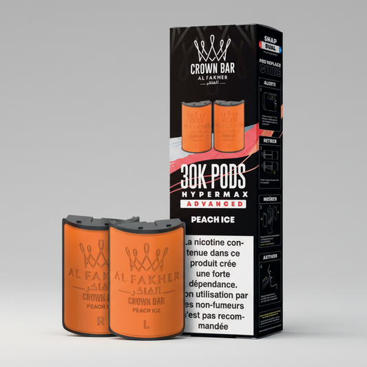 Crown Bar Al Fakher Hypermax Advanced 30K Pods – Peach Ice (Snap Dual)