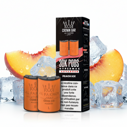 Crown Bar Al Fakher vape pods packaging with orange pods and black box on a white background