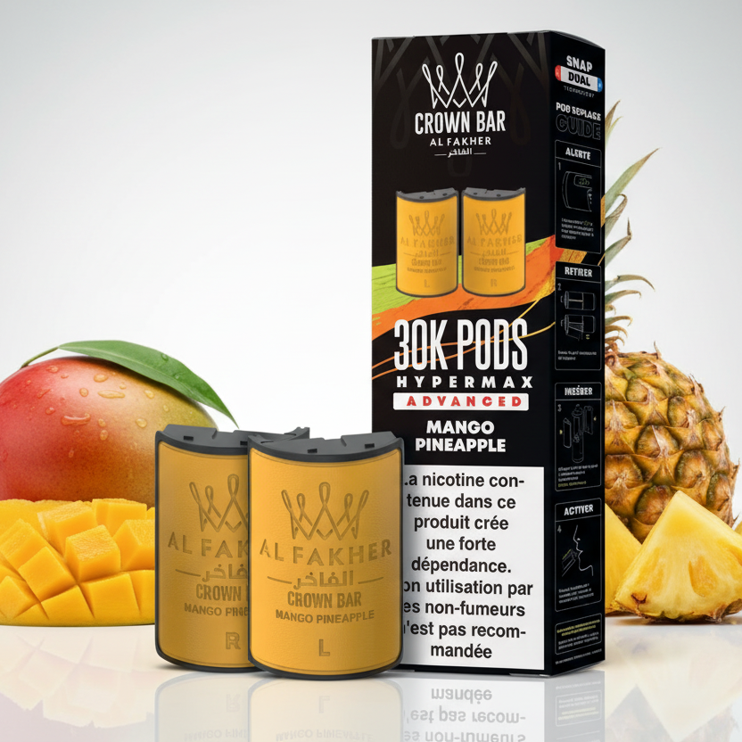 Crown Bar Al Fakher Hypermax Advanced 30K Pods – Mango Pineapple (Snap Dual)