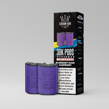 Crown Bar Al Fakher Hypermax Advanced 30K Pods – Blueberry Sour Raspberry (Snap Dual)