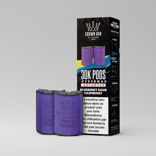 Crown Bar Al Fakher Hypermax Advanced 30K Pods – Blueberry Sour Raspberry (Snap Dual)