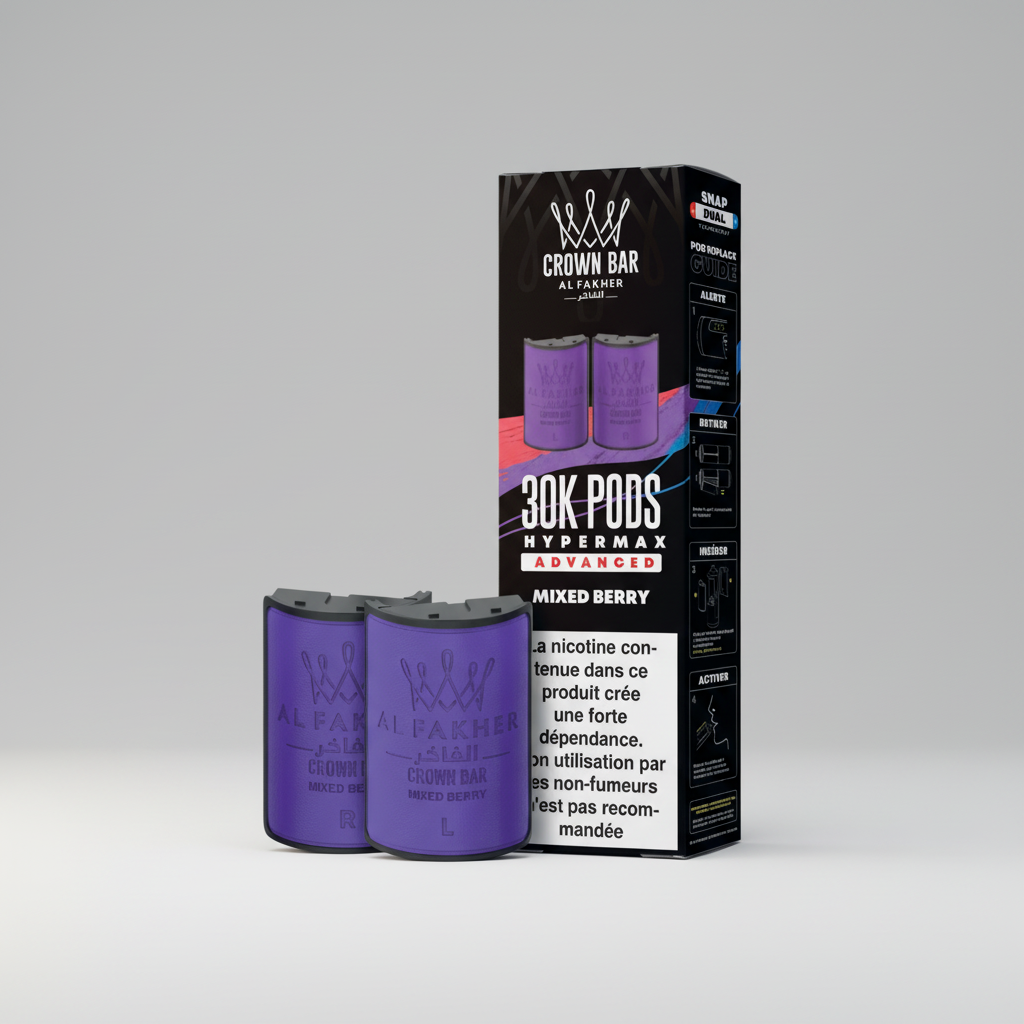 Crown Bar Al Fakher Hypermax Advanced 30K Pods – Mixed Berry (Snap Dual)