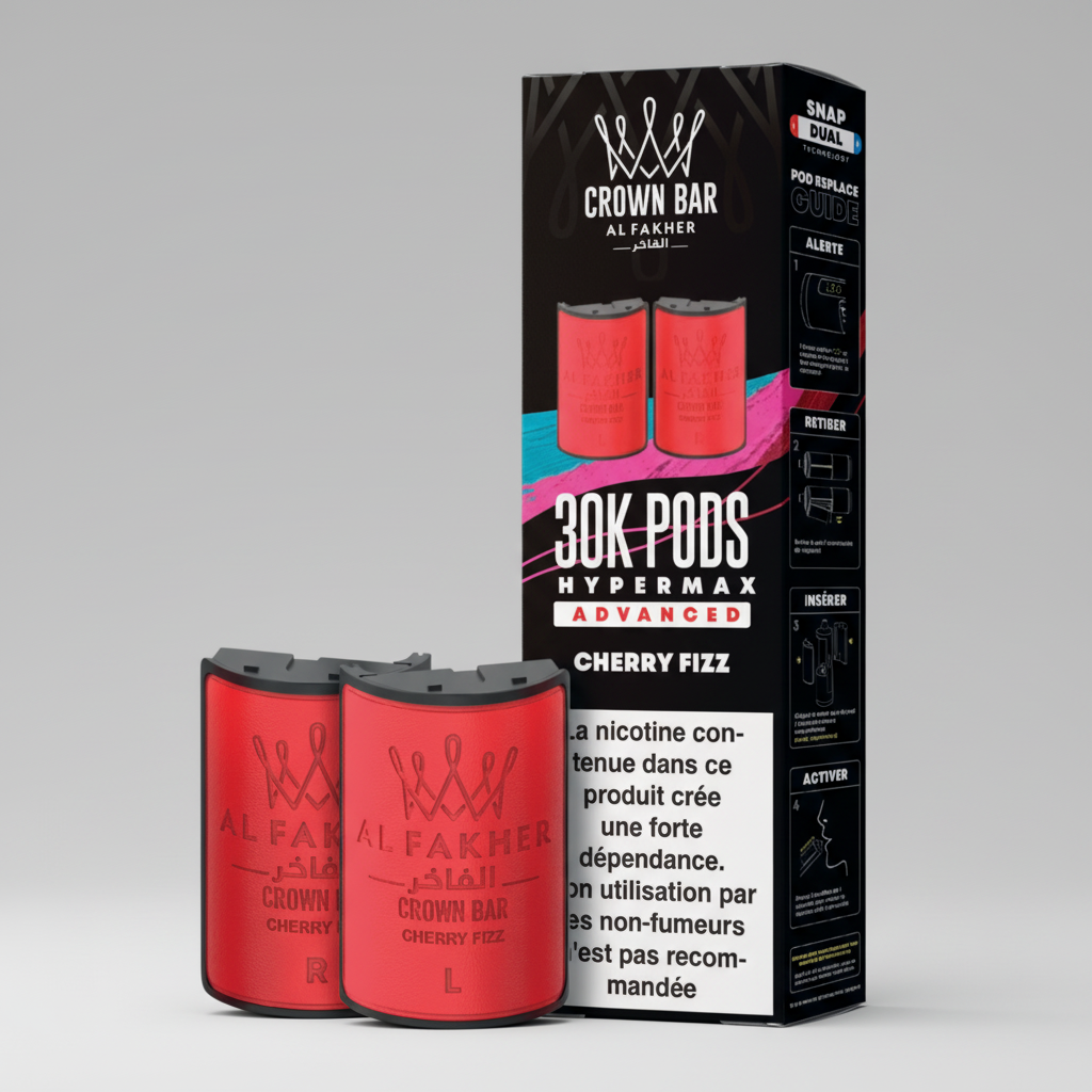 Crown Bar Al Fakher Hypermax Advanced 30K Pods – Cherry Fizz (Snap Dual)