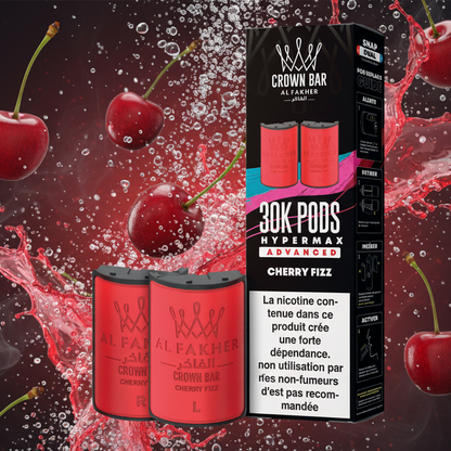 Red vape pods with black packaging featuring 'Crown Bar Al Fakher' branding on a white background.