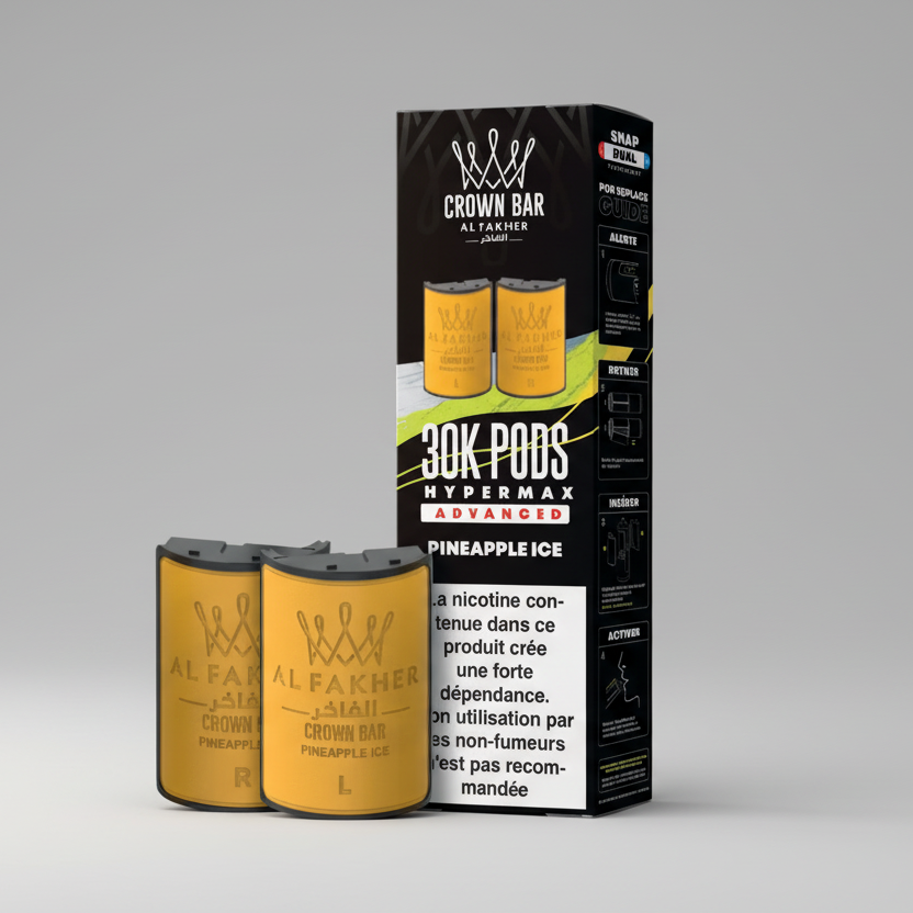 Crown Bar Al Fakher Hypermax Advanced 30K Pods – Pineapple Ice (Snap Dual)