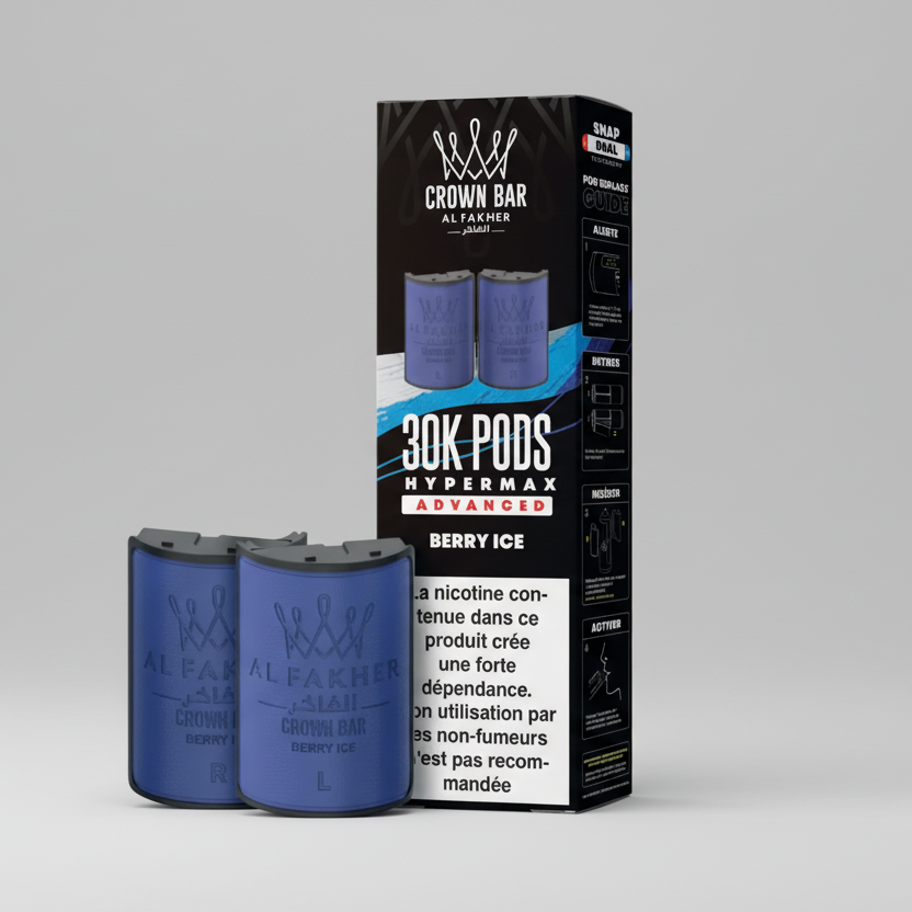 Crown Bar Al Fakher Hypermax Advanced 30K Pods – Berry Ice (Snap Dual)