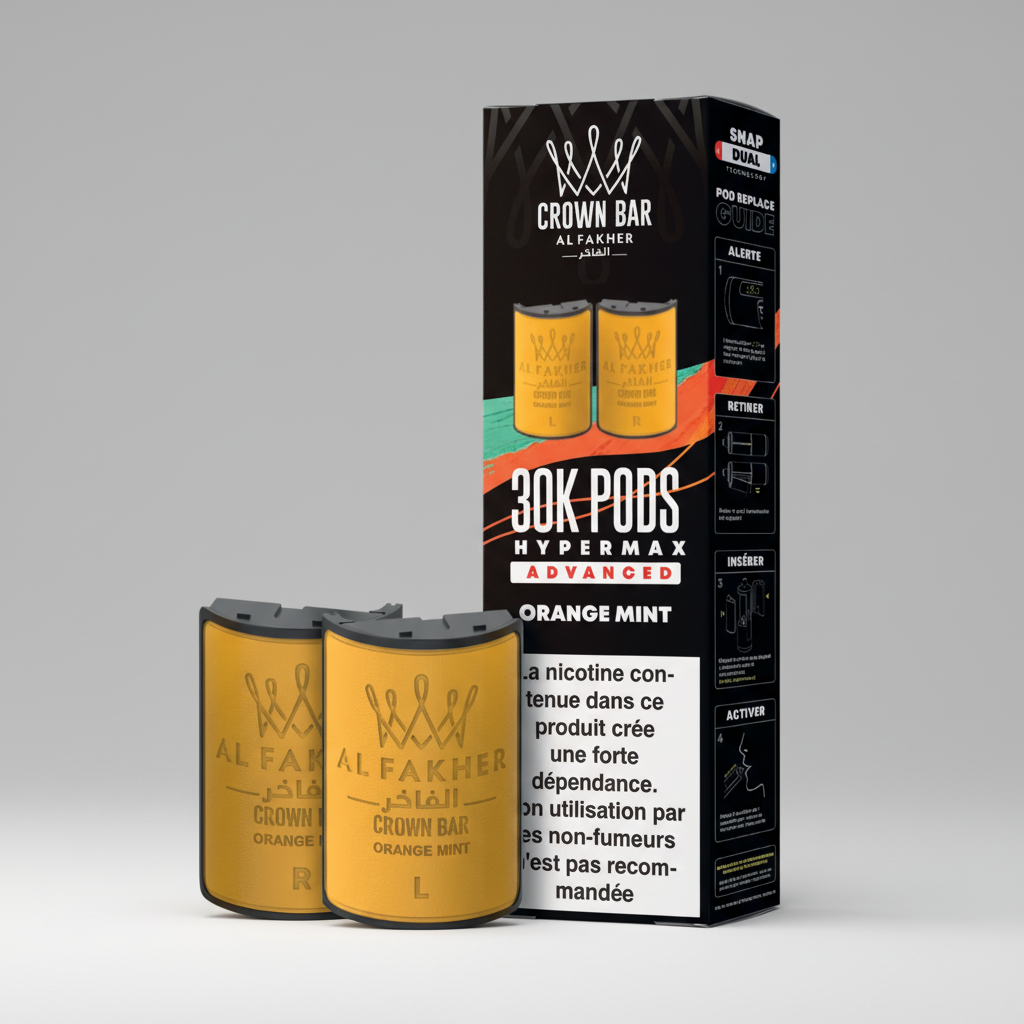 Crown Bar Al Fakher Hypermax Advanced 30K Pods – Orange Mint (Snap Dual)