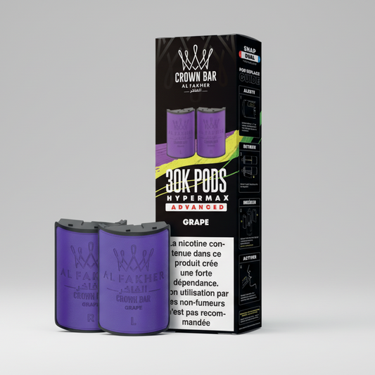 Crown Bar Al Fakher Hypermax Advanced 30K Pods – Grape (Snap Dual)