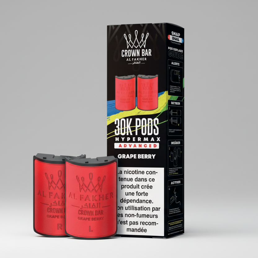 Crown Bar Al Fakher Hypermax Advanced 30K Pods – Grape Berry (Snap Dual)