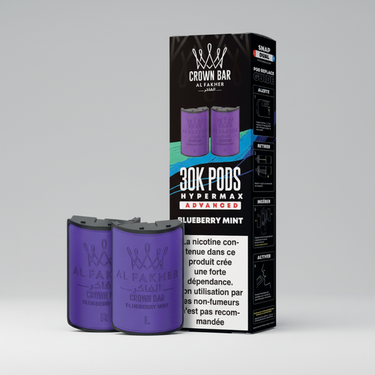 Crown Bar Al Fakher Hypermax Advanced 30K Pods – Blueberry Mint (Snap Dual)