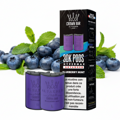 Crown Bar Al Fakher Hypermax Advanced 30K Pods – Blueberry Mint (Snap Dual)