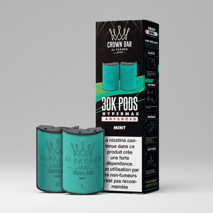Crown Bar Al Fakher Hypermax Advanced 30K Pods – Blueberry Mint (Snap Dual)