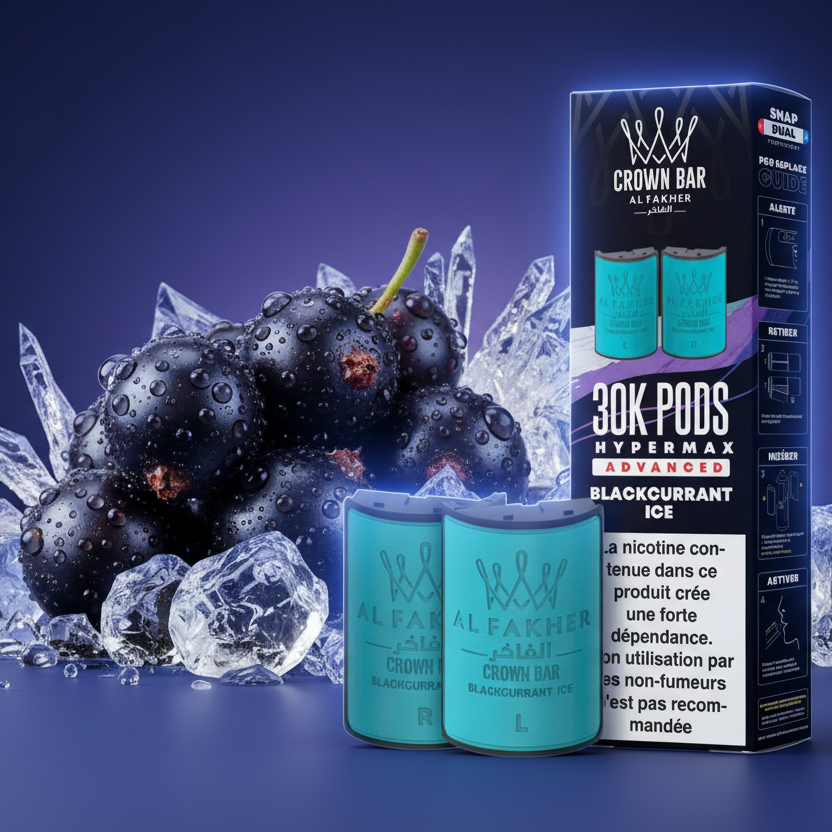 Crown Bar Al Fakher Hypermax Advanced 30K Pods – Blackcurrant Ice (Snap Dual)