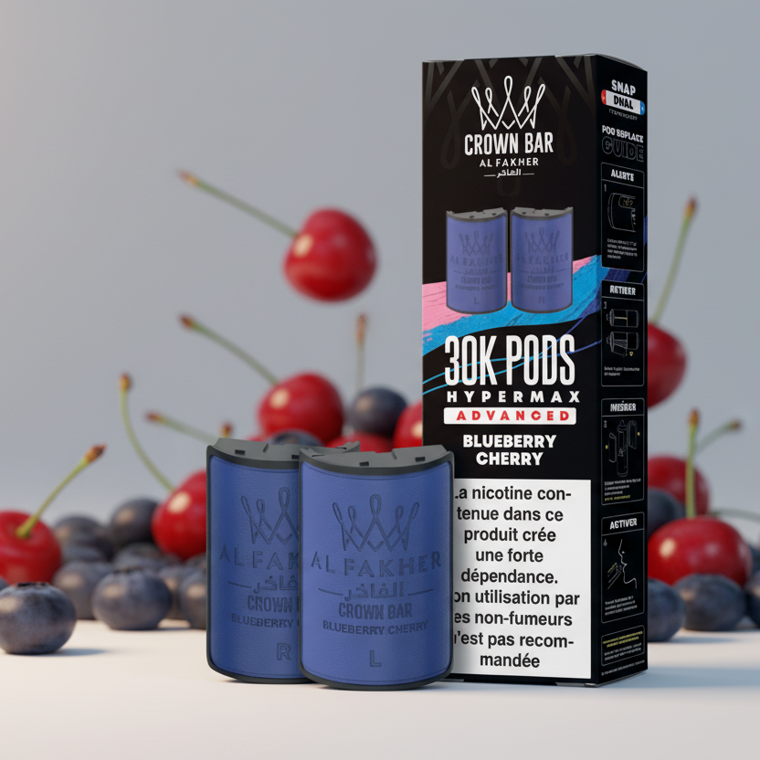 Crown Bar Al Fakher Hypermax Advanced 30K Pods – Blueberry Cherry (Snap Dual)