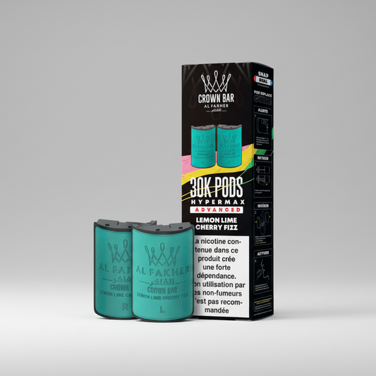 Crown Bar Al Fakher vape pods packaging with teal pods and black box.