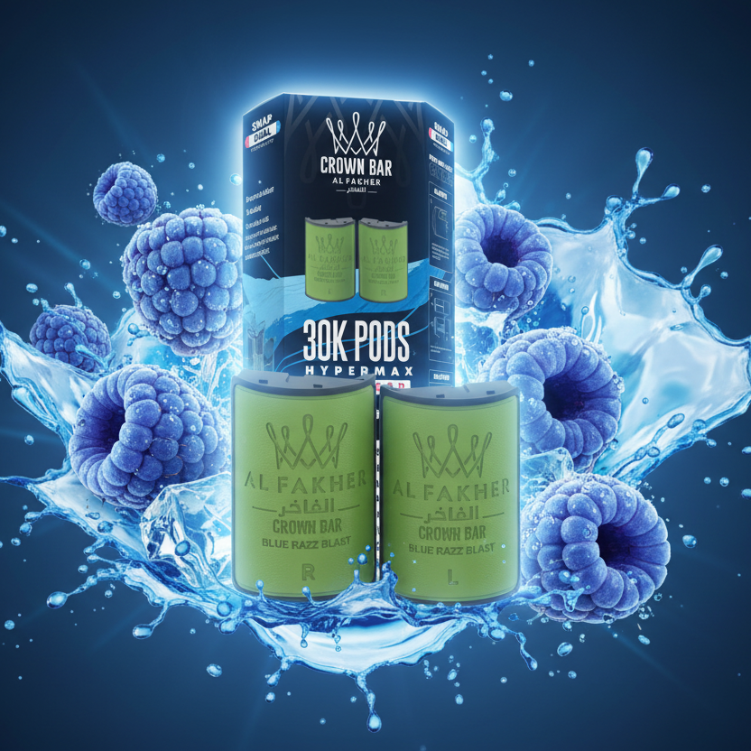 Crown Bar Al Fakher Hypermax Advanced 30K Pods – Blue Razz Blast (Snap Dual)