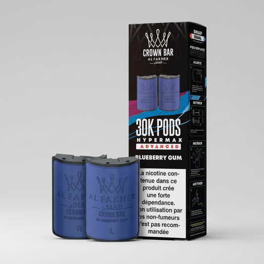 Crown Bar Al Fakher Hypermax Advanced 30K Pods – Blueberry Gum (Snap Dual)
