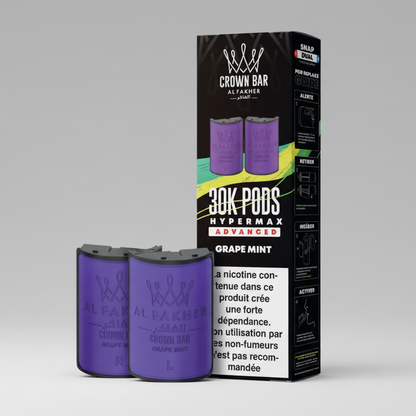 Crown Bar Al Fakher Hypermax Advanced 30K Pods – Grape Mint (Snap Dual)