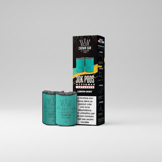 Al Fakher Crown Bar vape pods packaging with lemon mint flavor on a white background