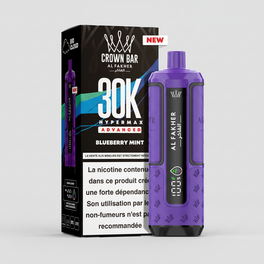 Purple vape device with 'Al Fakher' branding and packaging in the background