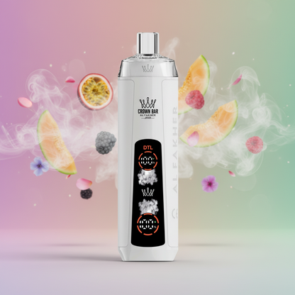 Crown Bar vape device and packaging on a white background